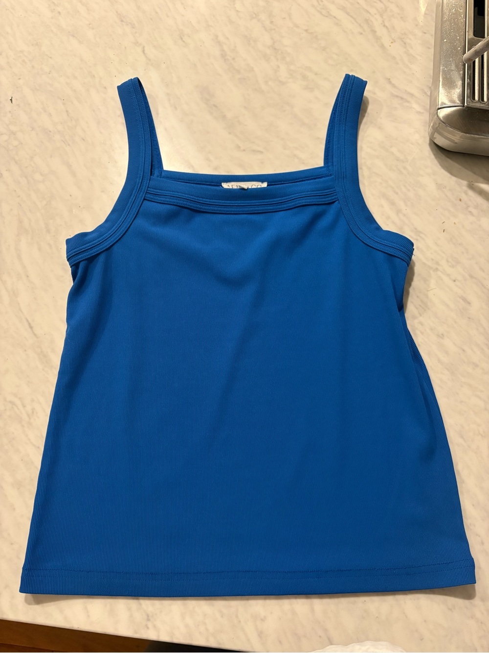 AEMI+CO Ribbed Square-Neck Tank Top in Royal Blue Size M